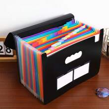 1pc Accordion File Folder, 25 Expandable Pockets Document Organizer, Portable File Bag With Blank Labels, Suitable For Home Office School Supplies - Rainbow Flap Accordion Bag - View 6