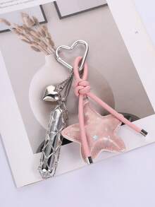 Una estrella de mar plateada brillante, bolsa rosa colgante, elemento oceánico llavero colgante, la mejor opción para accesorios de vacaciones - Plateado - Ver 4