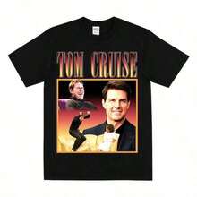 T-shirt in omaggio a TOM CRUISE, T-shirt vintage di Tom Cruise, meme di Tom Cruise che ride, T-shirt grafica con stampa di Tom Cruise, regalo originale e carino - nero - Visualizzare 1