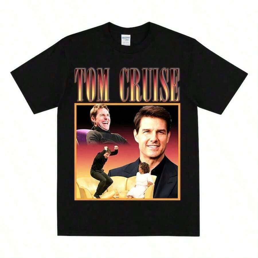 T-shirt in omaggio a TOM CRUISE, T-shirt vintage di Tom Cruise, meme di Tom Cruise che ride, T-shirt grafica con stampa di Tom Cruise, regalo originale e carino - nero - Visualizzare 1