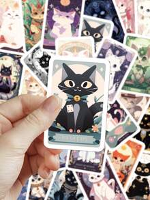 78 piezas Pegatinas de Tarot de Gato para funda de teléfono, cuaderno, patineta, decoración de guitarra, pegatinas autoadhesivas DIY - Tarot del gato - Ver 3