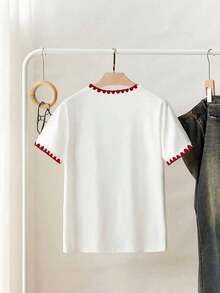 Camiseta Casual de Verano para Mujer con Estampado de Frutas, Cuello Redondo y Manga Corta, Camisetas Gráficas para Mujer, Transpirable y Cómoda - Blanco 2 - Ver 2