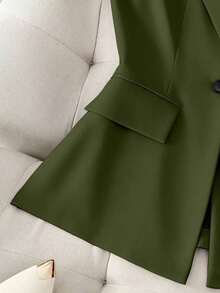 Chaleco sin mangas de unicolor y estilo minimalista para mujer, elegante - Verde militar - Ver 5