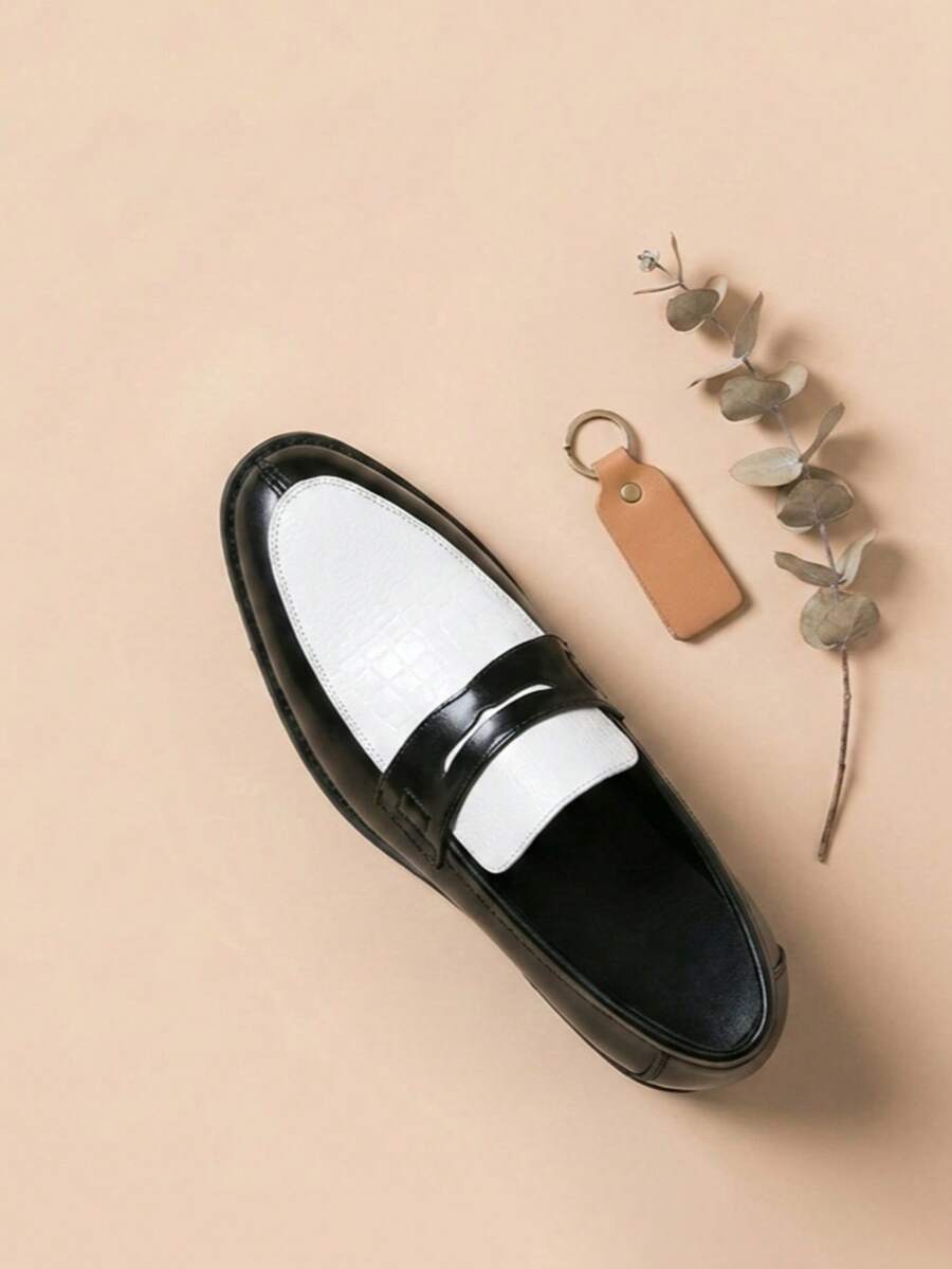 Penny Loafers Glänzende Fahrerschuhe, modische Luxus Herrenformalschuhe, Slip-On Business lässig Lederschuhe, Schwarz Weiß Lackleder Hochzeitsschuhe, atmungsaktive Derby Schuhe weich bequem Anzugschuhe, Luxus Büro Oxford Schuhe Gentleman elegant Abendformalschuhe - Schwarz und Weiss - Übersicht 1