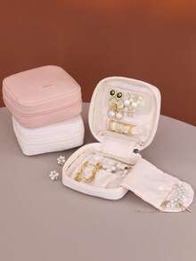 Small Travel Jewelry Case With Ring Holder, PU Waterproof Mini Jewelry Pouch Bags, Compact Storage Organizer For Bracelet Necklaces Earrings Travel Essentials, Travel Essentials For Women - Multicolor - View 7