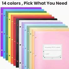 2-Pocket Folders Plastic Folders With Pockets 3 Hole Punched 1 Pack Pockets Folder For 3 Ring Binder With Labels Heavy Duty Binder Folder For Document Letter Size File Folder Pink - Hồng - Xem 2