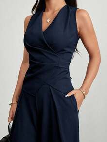 Trajes de mujer, elegantes para ir al trabajo en otoño/invierno - Azul marino - Ver 6
