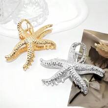 1個大號金屬海星髮夾，防滑強固固定海灘風髮飾，美人魚風格夏季度假髮飾，女用夏季海灘抓夾、度假髮夾、夏季必備、畢業季禮物、旅行與出遊必備穿搭髮飾、髮夾、髮卡 - 彩色 - 查看 5