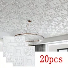 10/20/30/50片装 35*35厘米 自粘3D墙贴，白色，适用于客厅卧室墙面装修装饰，防水防潮墙纸，也可用于宿舍、办公室天花板装饰，泡沫墙纸 - 太陽花 - 查看 11