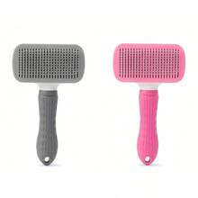One-Click Pet Deshedding Brush - Designed For Dogs & Cats - Silicone Massage Brush With Ergonomic Handle, Suitable For All Seasons - Multicolor - View 14