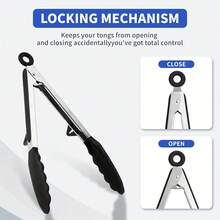 1pc Heat-Resistant Silicone Clip Set With Wall Rack - Heavy Duty Stainless Steel BBQ & Kitchen Utensils, Scratch-Resistant, Non-Slip Design, Suitable For Grilling Steak/Fish/Burgers, Serving Pasta/Salad/Noodles, Baking Toast - A - View 5