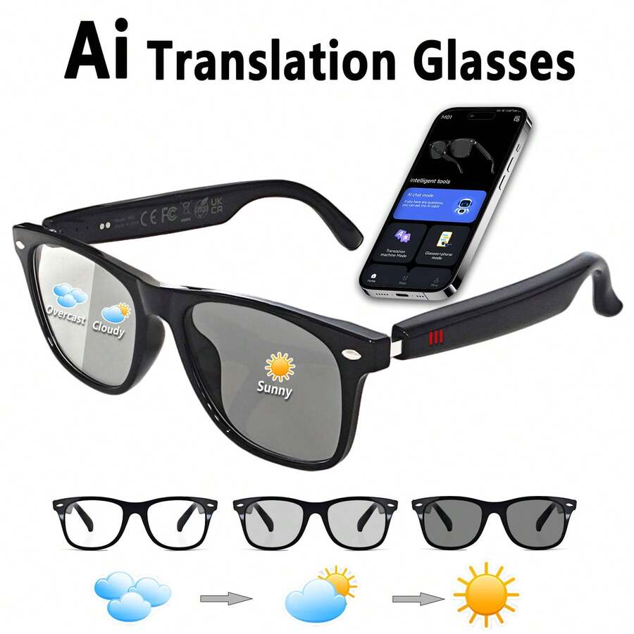 FECOUL These Smart Glasses, Also Known As Audio Or Translation Glasses, Support Real-Time Translations In Over 160 Languages. Thanks To AI Chat Powered By The Deepseek R1 And Gemini 2.5 Systems, They Offer An Integrated Microphone And Speaker For High-Resolution Voice And Music Playback, Hands-Free Calling, Touch Controls, Voice Assistant, Noise Cancellation, And Magnetic Charging. Ideal For Cycling, Relaxing Music, Everyday Office Work, And Travel, These Glasses Make The Perfect Gift For Both Men And Women. - Xem 1