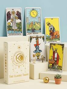 POKOJA LAND 78 Card Classic Tarot Card Beginner's Guide, Portable Fortune Telling Game Halloween Thanksgiving Gift, Game Gift, Paper Guide - Champagne - View 3