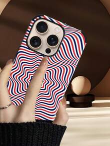 Wave Ripples 1pc Artistic Visual Illusion Wave Pattern Shock-Proof Dustproof Handcrafted Soft Protective Case Suitable For Apple 17 Pro Max/16 Pro Max/16 Plus/13 Pro Max/14 Pro Max 13 14 11 12 Pro 11/15 Pro, Galaxy S24 Ultra, With Speaker Hole Design, Suitable As Holiday Gift - Red - View 5