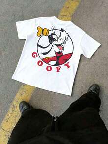 Sous licence officielle Disney | T-shirt décontracté à manches courtes orné des têtes emblématiques de Donald Duck, Minnie Mouse, Goofy, Mickey Mouse et Daisy Duck dans un style rétro << MICKEY & CO Est. 1928 ». Confectionné en tissu opaque, lavable en machine, polyvalent et décontracté – parfait pour le printemps et l'été. Le cadeau idéal pour ma copine ! - Blanc - Voir 3