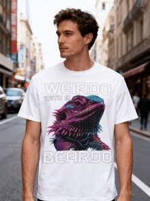 Reptile Enthusiast T-Shirt With Bearded Dragon Design, 100% Cotton, A Gift For Men, Women, Parents And Friends, Sizes S-, Black, Loose And Comfortable. - Black - View 9