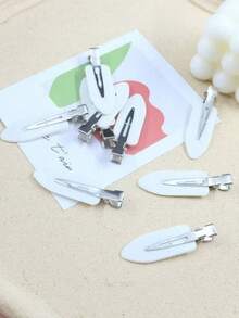 4pcs White Leaf Shaped Seamless Bangs Hair Clips, Plastic Makeup Clips, Face Washing Clips, Hair Accessories - White - View 2