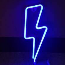 1pc Creative Dual-Color Lightning LED Neon Light, Approx. 34x13x2cm, Hanging Or Tabletop, USB/Battery Powered, Bedroom Decor Atmosphere Lamp, Versatile For Multiple Scenes - Multicolor - View 9