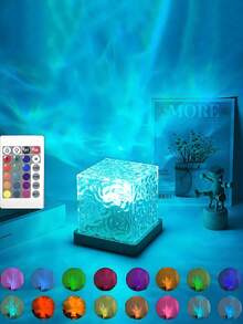 Water Wave Projection Lamp, Crystal Cube Water Ripple Atmosphere Light With Remote Control RGB Ocean Wave Projector, Create Cozy Bedroom Ambiance - Water ripple - View 3