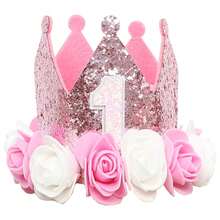 1 Peça Chapéu Coroa de Aniversário de Rosa, Coroa de Festa de Aniversário de 1-4 Anos, Chapéu Coroa de Aniversário de 6 Meses, Chapéu de Aniversário de 1 Ano, Chapéu Coroa de Festa de Aniversário Feito à Mão de 2 Anos, Chapéu de Aniversário de Flor de 3 Anos, Chapéu Rosa de 4 Anos, Adereços para Fotos, Aniversário, Suprimentos para Festa - Vários estilos - Visão 3