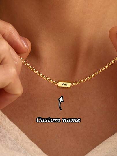 1pc Custom Multi Name Necklace, Multi Engraved Letter Necklace, Personalized Name Necklace, Mother Necklace, Birthday Gift For Her, Mother's Day Gift, Custom Family Necklace, Men's/Women's Necklace, Father's Day Gift, Personalized Gift