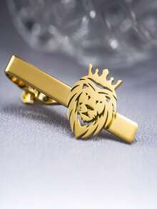1pc Stainless Steel Lion Head Crown Men's Tie Clip - Men's Gold Hollow Stainless Steel Business Formal Tie Clip, Non-Fading And Anti-Slip Fixed Clip, Suitable For Wedding, Groomsman, Banquet, High-End Accessory For Workplace Suit Shirt, Boyfriend Gift, Birthday Gift, Father's Day Gift, Halloween, Christmas - Multicolor - View 13