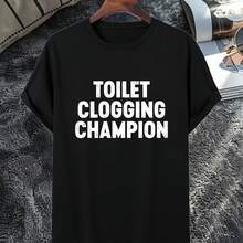 Camiseta estampada con cuello redondo para hombre, humorística y divertida, imprescindible para el uso diario, adecuada para gustar a un estilo relajado y humorístico. - forma - Ver 1