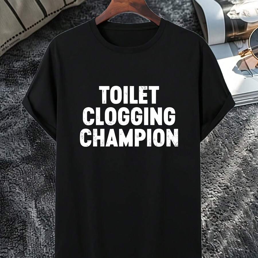 Camiseta estampada con cuello redondo para hombre, humorística y divertida, imprescindible para el uso diario, adecuada para gustar a un estilo relajado y humorístico. - forma - Ver 1