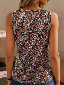 Camiseta de tirantes con estampado de palmeras para mujer - Multicolor 2 - Ver 2