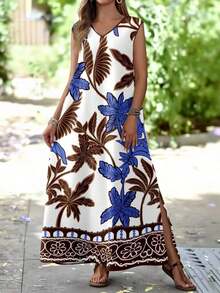 Vestido sin mangas con estampado geométrico para mujer - Multicolor 9 - Ver 3