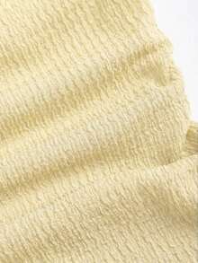 Vestido mini de punto sin tirantes de unicolor minimalista para mujer, vestido de pastel de múltiples capas - Amarillo claro - Ver 4