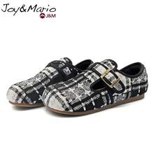 joy&mario 1 Đôi giày bệt Mary Jane màu đen trắng chất liệu vải tweed dành cho nữ, khóa điều chỉnh, giày casual nhẹ, chống trơn trượt, thích hợp cho mang hàng ngày và phong cách đường phố - J&M - màu đen - Xem 5