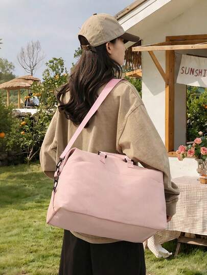 Khaki Waterproof Nylon Travel Tote Bag, Expandable Large Capacity Wet & Dry Separation Design, Crossbody & Top Handle 2-In-1, Durable Material, Suitable For Camping, Fitness, Business Trip, School, Great Gift For Mother's Day, Valentine's Day, Birthday For Mom, Friends, Girlfriend