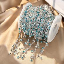 1m Shiny Glass Claw Rhinestone Chain Colorful Beads Pendant Copper Chain Tassel Chain Suitable For Handmade DIY Necklace Bracelet Clothing Decoration Chain - DIY Copper Chain - View 8
