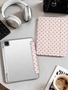 1 chiếc ốp lưng máy tính bảng gấp ba trong suốt bằng acrylic họa tiết chấm bi, tương thích với iPad thế hệ thứ 10/11/10.2/10.5/Air4/Air5/10.9/Pro 11/Air 11 inch (M2)-2024/Pro 11 inch (M4)-2024/ Air 11 inch (M3) 2025/ (A16) 11 inch thế hệ thứ 11 2025 Mini6/Mini7/Air1/Air2/9.7, tích hợp khe cắm bút cảm ứng, mặt lưng acrylic trong suốt cao cấp chống cong vênh, chống trầy xước, chống rơi vỡ, chân đế gấp ba có thể điều chỉnh, nam châm/tự động ngủ & thức, ốp bảo vệ máy tính bảng kiểu dáng tối giản/vui tươi/thường ngày/tươi mới, không bao gồm bút cảm ứng, một số mẫu có khung viền. - Hồng - Xem 1