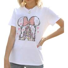 Camisa mágica para mujer, camiseta con gráfico de castillo, camiseta del reino mágico, bonita camisa de vacaciones, camisetas casuales de manga corta - Blanco-a - Ver 2