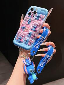 Disney Lilo & Stitch Phone Case With Stitch And Angel Charm And Stitch Lanyard - Cute Stitch And Angel Protective Case With Sticker-Style All-Over Print Design, Equipped With Delicate Stitch Decorative Lanyard And Beaded Bracelet For Easy Carrying, Compatible With IPhone 17, 16, 15, 14, 13, 12, 11 Pro Series, Ideal For Birthdays, Holidays, Anniversaries, Graduation Gifts, Or Any Special Occasion To Surprise Family, Friends, Classmates, And Loved Ones. - trắng - Xem 4