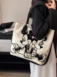 Back To School Disney Cute Cartoon Print Tote Bag, Suitable For Women's Daily Shopping And Gatherings, Casual Style Tote Bag (Reference Real Product Image Available) - Multicolor - View 12