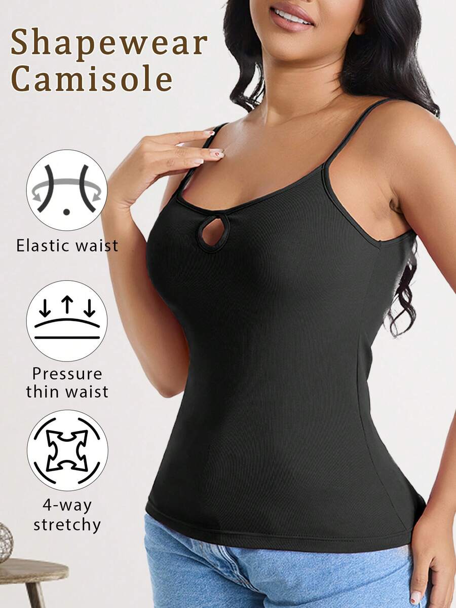 CELILIN Camiseta de tirantes 2 en 1 para mujer, vestido interior versátil, camiseta interior ajustada y transpirable para ir al trabajo y citas - Negro - Ver 1