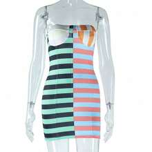Dresses For WomenSexy Sleeveless Colorful Striped Fashion Print Dress Casual Hip Skirt For WomenLoose And Comfortablevestidos De Mujer - Sọc màu - Xem 6