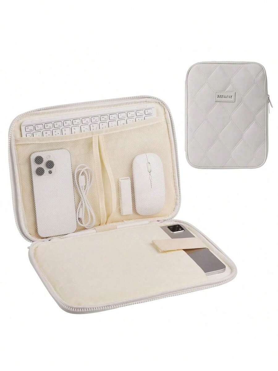 Túi đựng máy tính bảng DANYCASE dành cho máy tính bảng 11 inch, bao bảo vệ có đệm, tương thích với iPad. - Họa tiết hình thoi màu xám - Xem 1