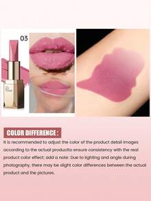 Pudaier 1pc Matte Velvet Lipstick, Smooth Application, Rich Color, Buildable Coverage, Suitable For All Skin Tones, Perfect Valentine's Day Gift For Her - 03 - View 8