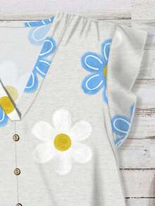 Camisa de mujer casual y minimalista con estampado botánico, adecuada para el verano - Multicolor 7 - Ver 3