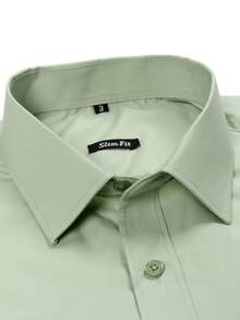 Rand paul Men's Microfiber Cotton Shirt - Comfortable And Stylish Slim Fit - 褪色的綠色 - 查看 5
