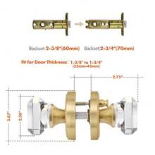1pc American Style Privacy Bathroom Lock - Zinc Alloy, Crystal Handle, Keyless Entry, Quiet Operation, Suitable For Wooden Doors - Light Gold Brushed - View 2