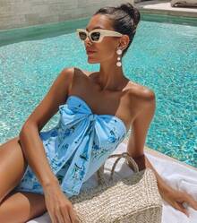 2026 New Swimwear Style: Fresh And Delicate Bowknot Floral One-Piece Swimsuit Set For Women - Swimsuit - View 4