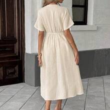 Apricot Bowknot Casual Midi Dress For Women Baby Blue Dress,Sun Dresses For Women Work Summer Dresses,Shirt Dresses For Women - Verde - Ver 9