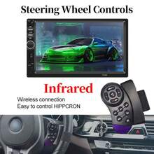 Reproductor MP5 para Coche de 7 Pulgadas Single Din con Pantalla Táctil, Radio FM, Interfaz USB, Mirror Link, Radio Universal para Coche - Con volante y cámara de visión trasera - Ver 6