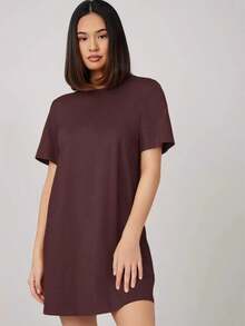 Vestido corto de mujer de unicolor para uso casual, diario y de fiesta - Granada - Ver 3
