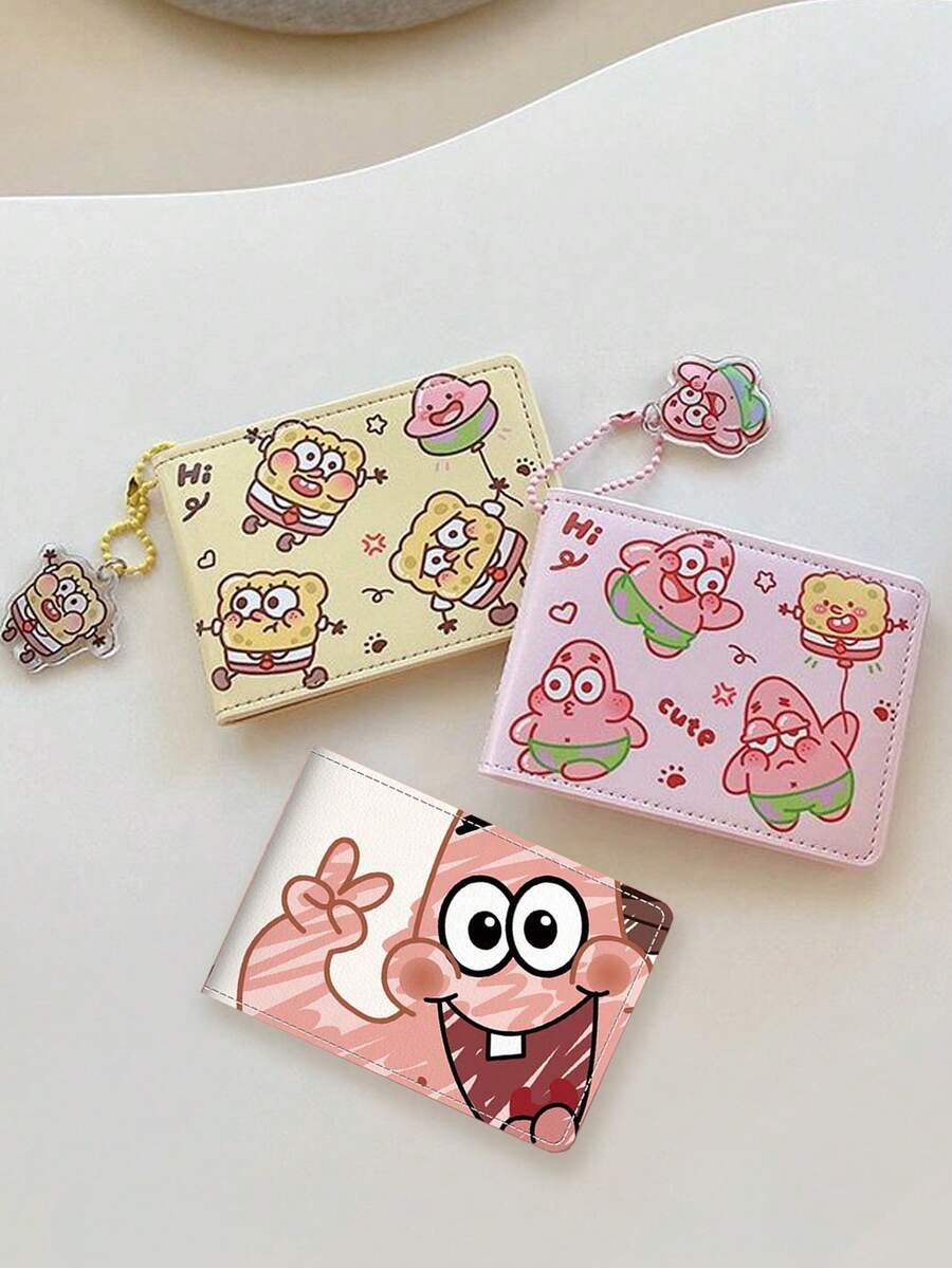 SpongeBob SquarePants Cartoon Print Multi-Card Slot Large Capacity Anti-Demagnetization Durable Holder For Driver's License, Bank Card, Campus Card, Portable Storage Bag - Multiple Styles - View 1